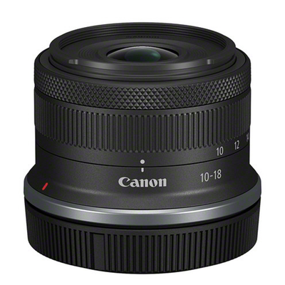 Canon camera lens with '10-18' focal length on a white background