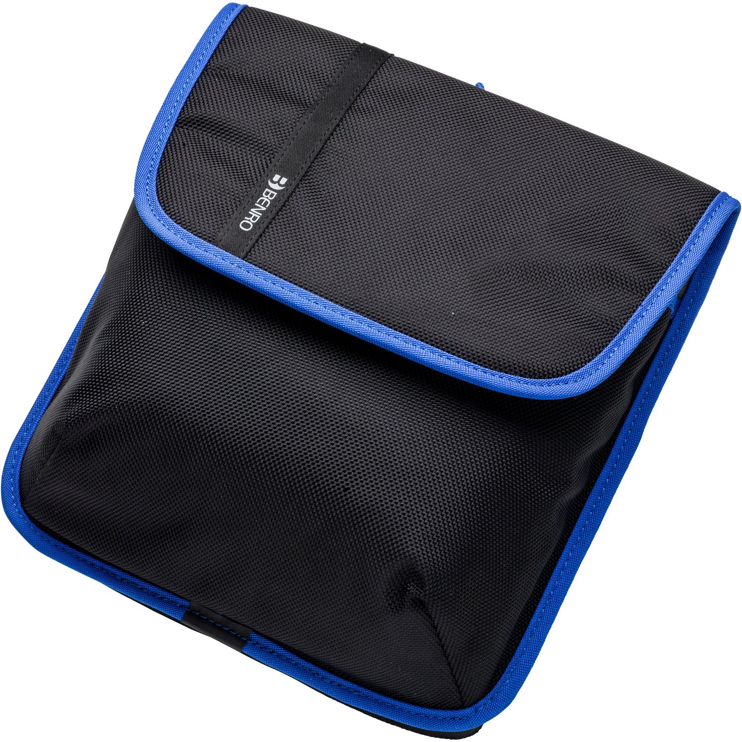 Black pouch with blue edge on a white background