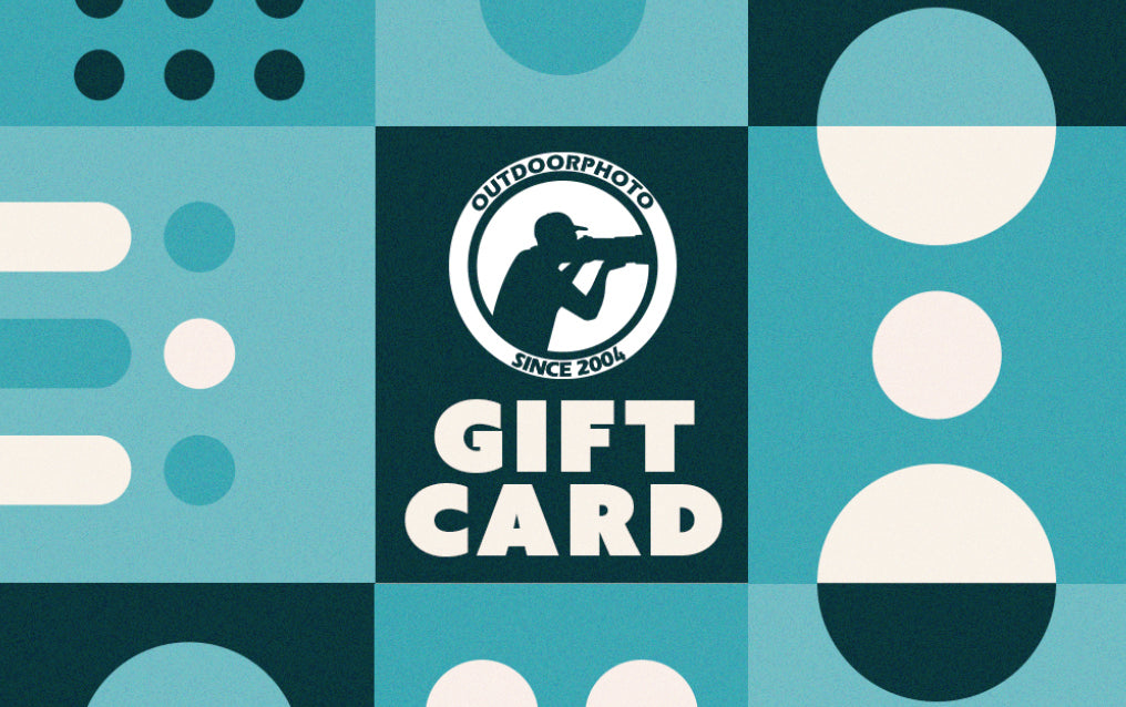 Gift card with Outdoor Photo logo on a patterned background