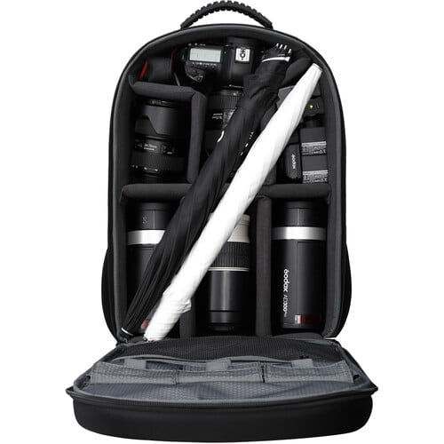 Godox AD300 Pro Portable Pocket Flash – compact flash unit in silver/grey housing, showing control panel and Bowens mount front