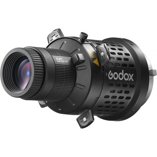 Godox BLP LED projection attachment for Bowens mount, with 85 mm lens and adjustable shutter blades
