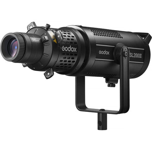 Godox BLP LED projection attachment for Bowens mount, with 85 mm lens and adjustable shutter blades