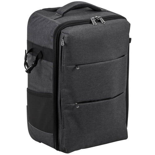 Godox CB-17 carrying bag for AD1200 Pro flash system, black, holds one flash head, battery base, and accessories, with telescoping handle, casters, zippered pockets, and straps for tripod or light stand
