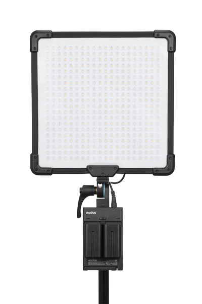 Godox FH50Bi flexible bi-color LED light panel, 30x30cm, foldable, color temp 2800-6500K, CRI/TLCI 97, 11 special effects, wireless control via app or remote, lightweight and slim design for versatile use