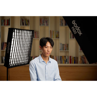 Godox KNOWLED F200Bi 200W bi-color foldable LED light panel, 65x63cm, adjustable 2700-8500K color temperature, CRI and TLCI 96, Bluetooth and DMX control, IP65 dust and water resistant, includes softbox and carry bags