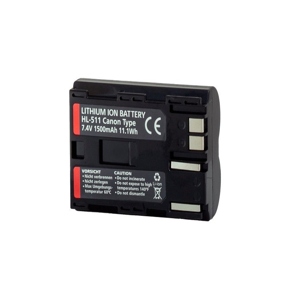 The Hahnel Generic BP-511 is a 1500mAh 7.4V lithium-ion battery replacement for Canon BP-511, compatible with Canon EOS 300D, 10D–50D, and 5D Mk I.