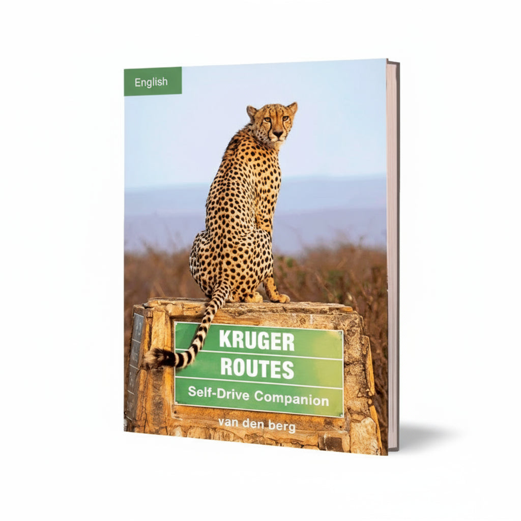 Cover of Kruger Routes Self-Drive Companion, an English guidebook for exploring Kruger National Park by car.