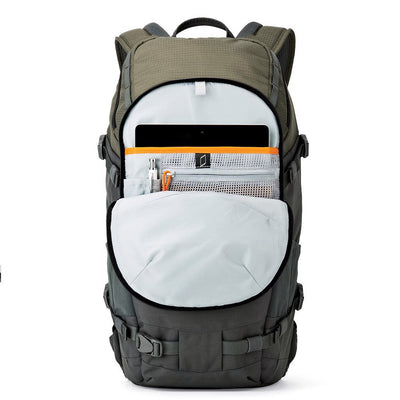 Lowepro Flipside Trek BP 350 AW green camera backpack with body-side access