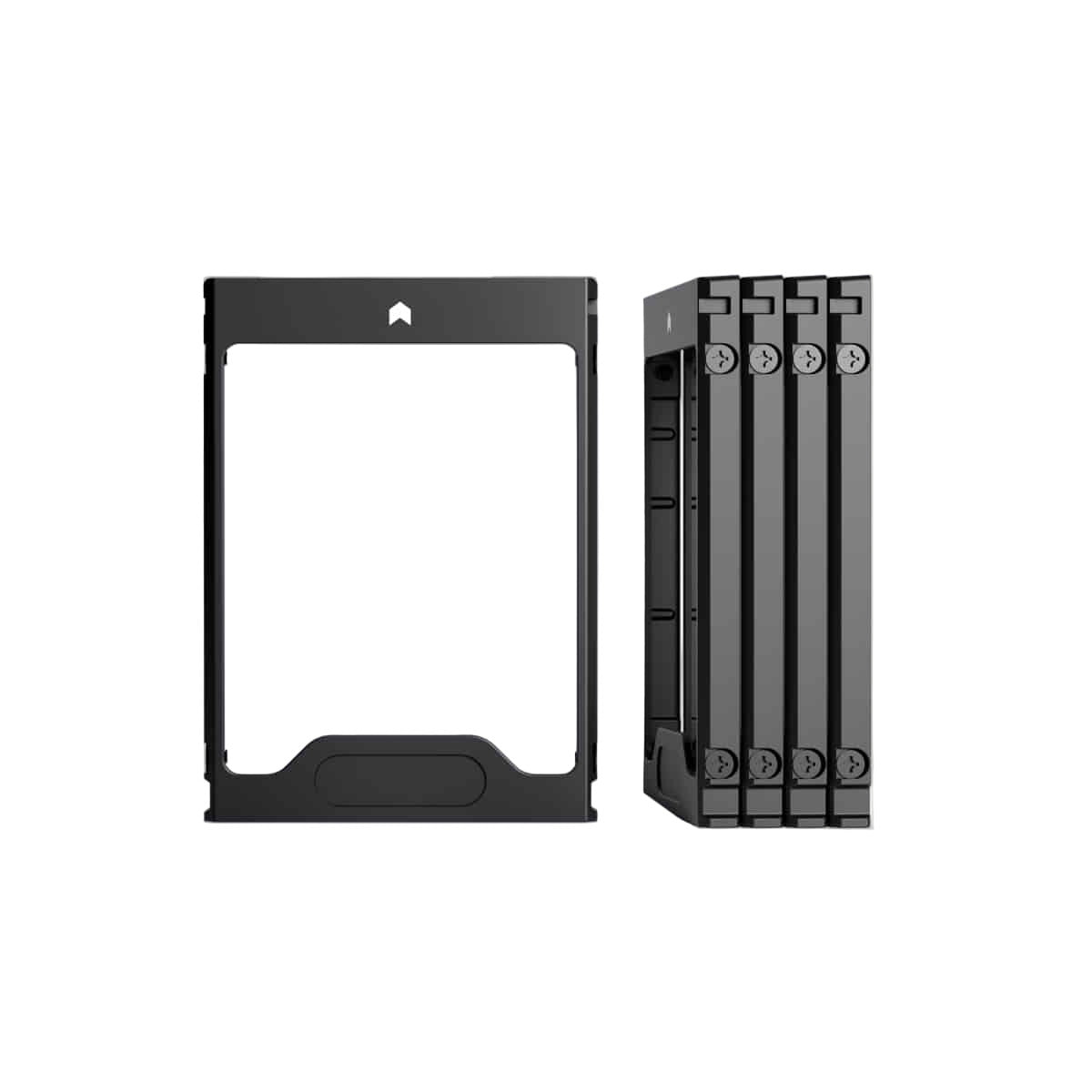 Black phone case and battery pack on a light gray background