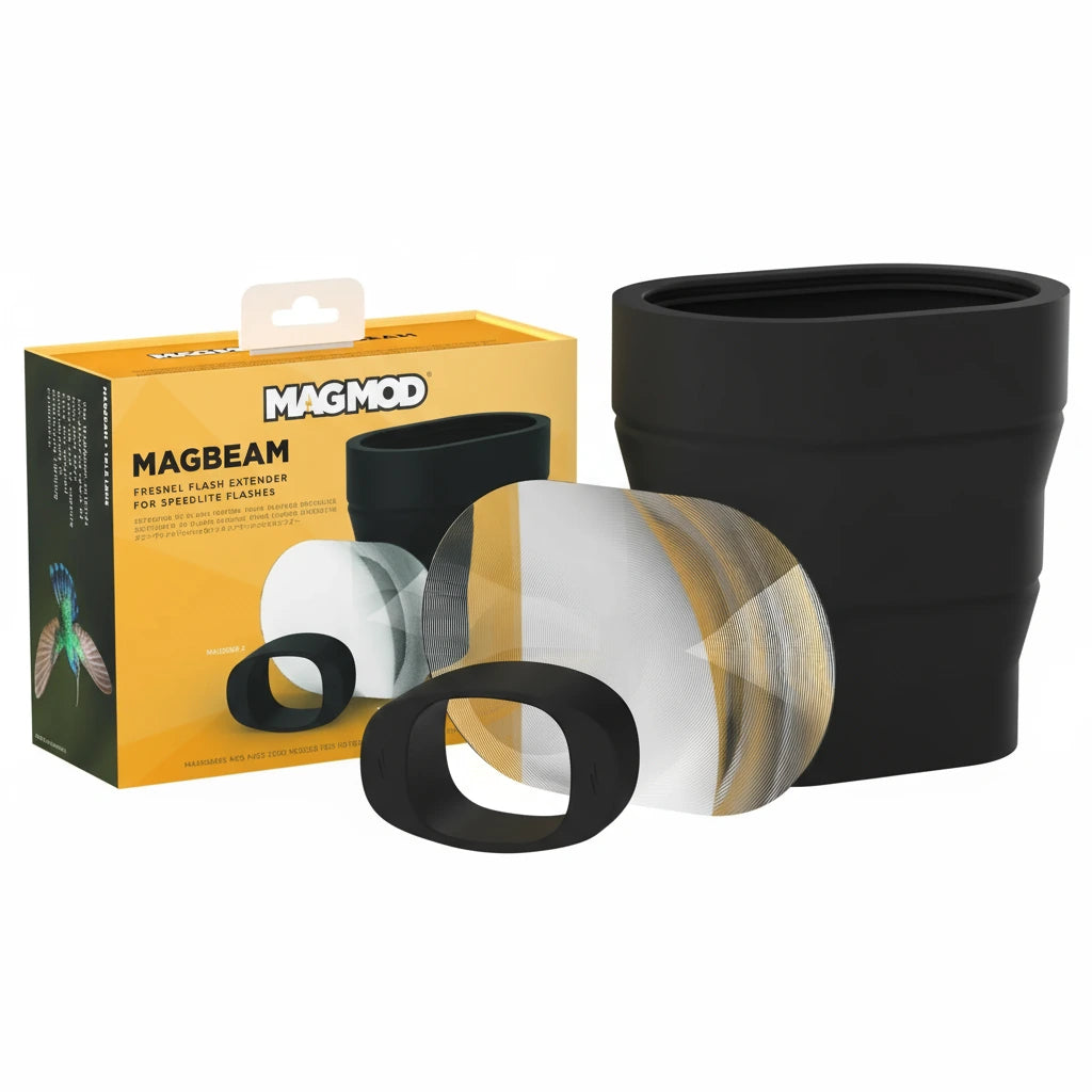 Black flower pot, MagMod packaging, and decorative ring on a white background
