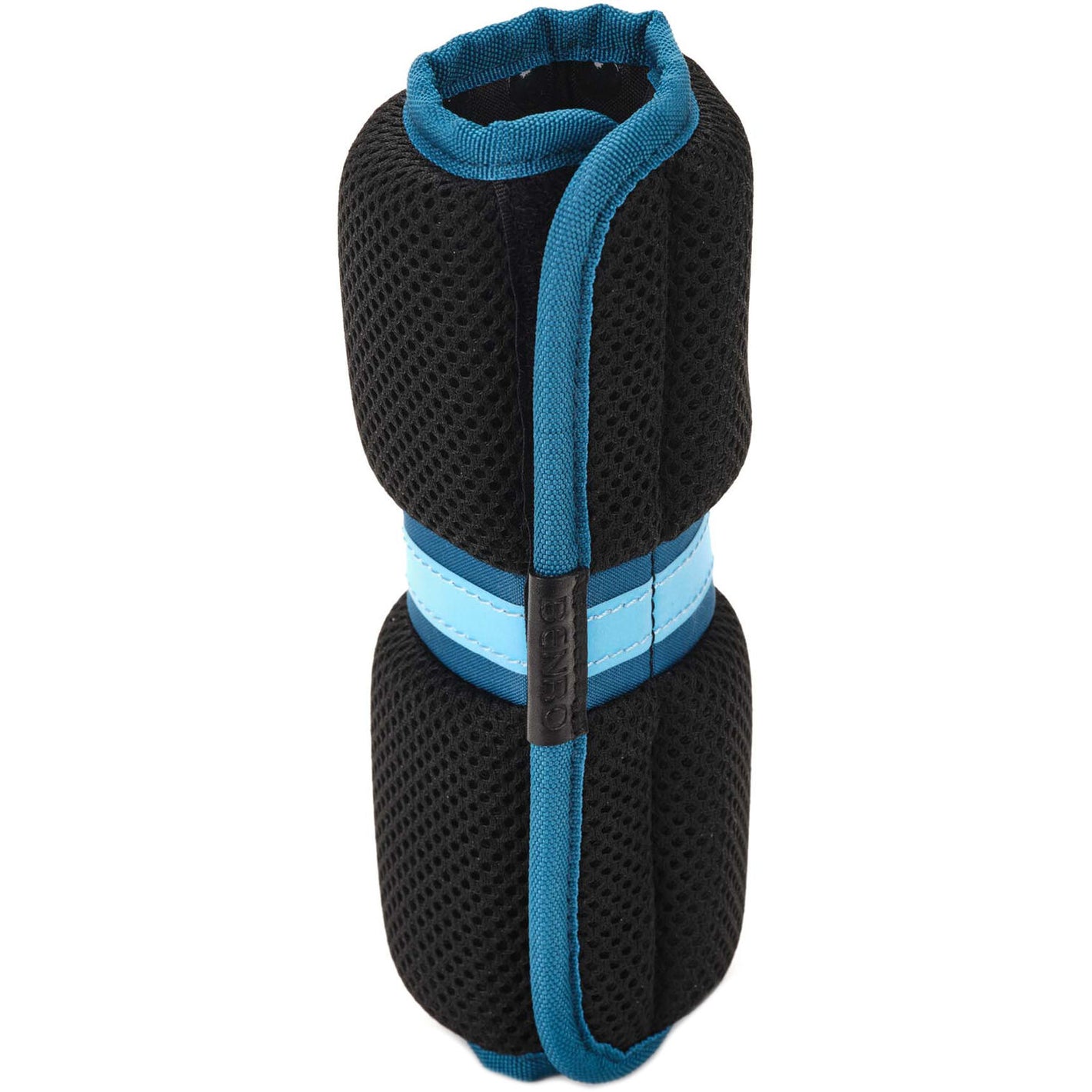 Black and blue pet coat on a white background