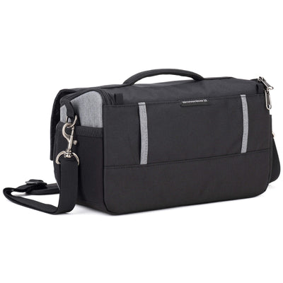 Think Tank Photo Mirrorless Mover 25 camera shoulder bag, black, compact with flip-top lid, multiple pockets, padded interior for mirrorless camera and lenses, rain cover included