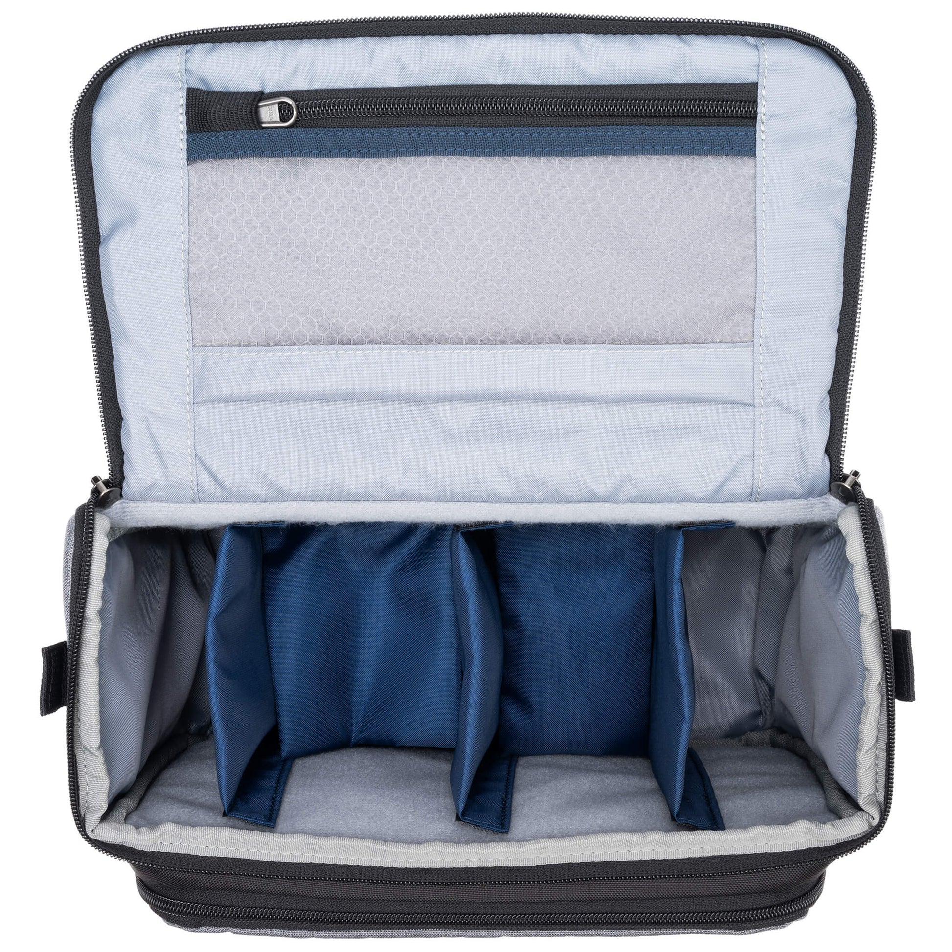 Think Tank Photo Mirrorless Mover 30 camera shoulder bag, flip-top lid with magnetic closure, multiple pockets, padded interior with adjustable dividers for mirrorless camera and lenses, rain cover included