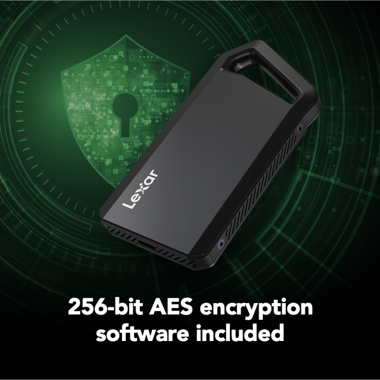 Lexar SL600 2TB Portable SSD in aluminum housing for high-speed storage.