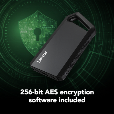 Lexar SL600 2TB Portable SSD in aluminum housing for high-speed storage.