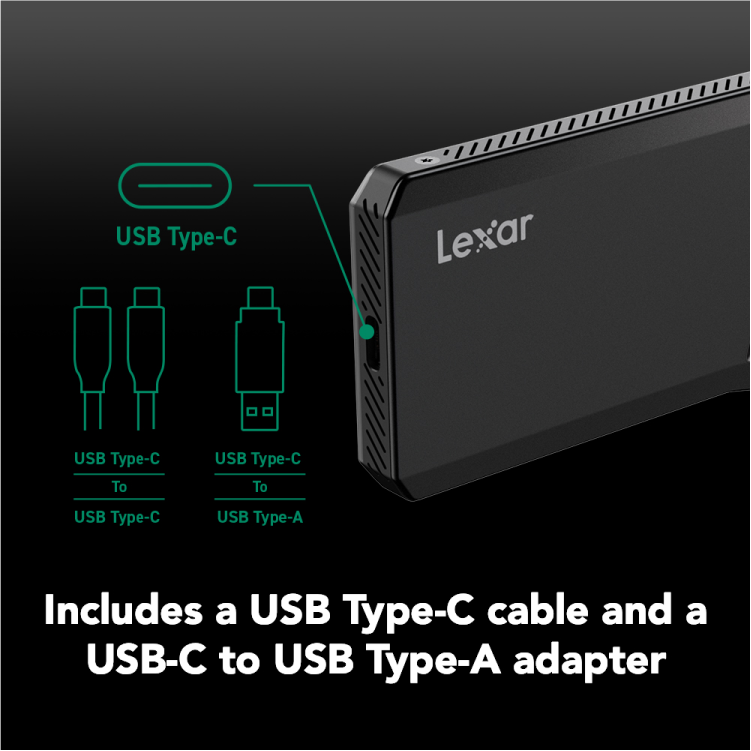 Lexar SL600 2TB Portable SSD in aluminum housing for high-speed storage.