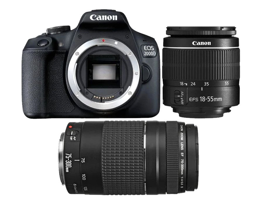 Used Canon 2000D + EF-S 18-55mm III + EF 75-300mm III
