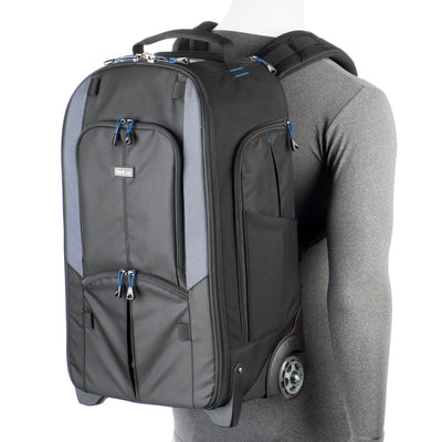 Think Tank StreetWalker Rolling Backpack V2.0 — black, wheeled camera roller bag with padded interior and backpack straps