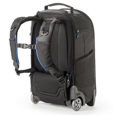 Think Tank StreetWalker Rolling Backpack V2.0 — black, wheeled camera roller bag with padded interior and backpack straps