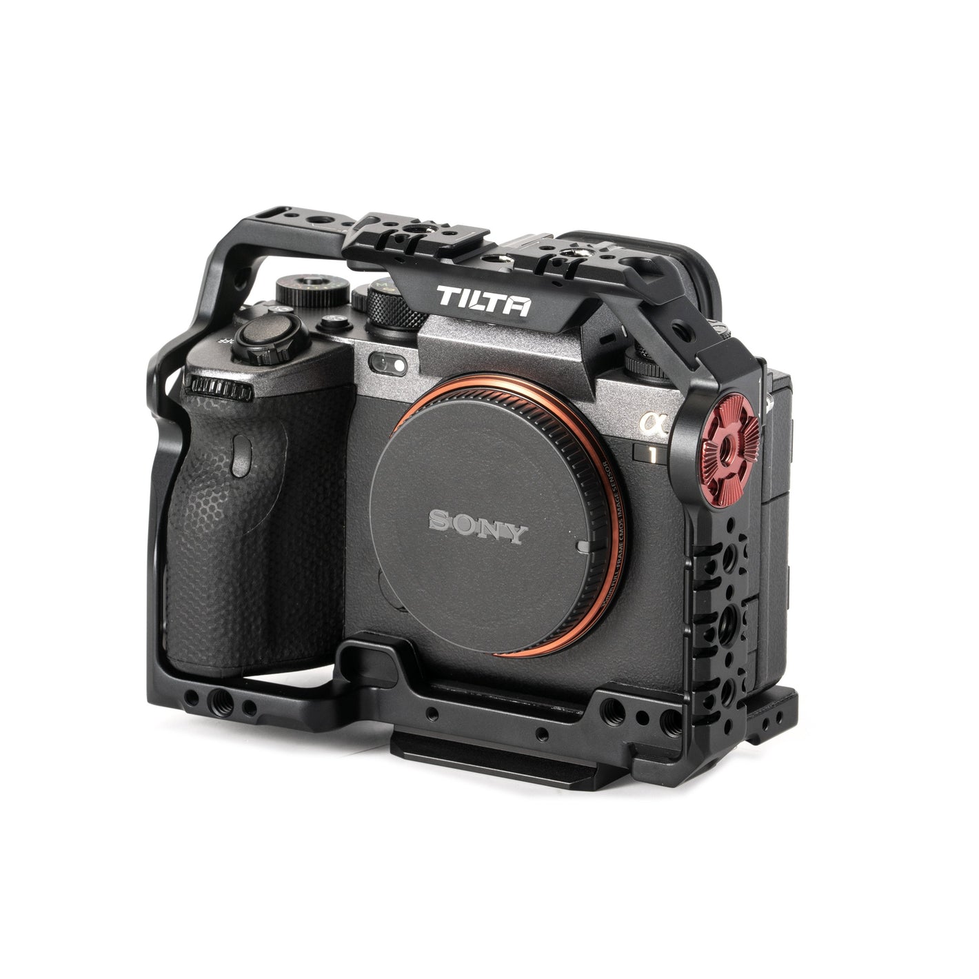 Tilta Full Camera Cage for Sony a1 with multiple mounting points and protective aluminum design.