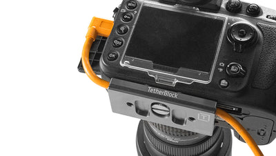 Tether Tools TetherBlock Arca cable management plate compatible with Arca-Swiss tripod systems.