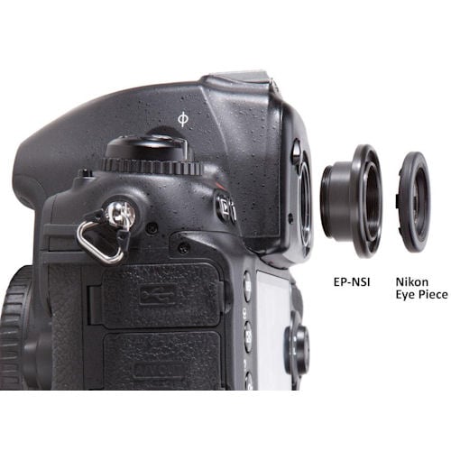 The Think Tank EP-NSI eyepiece offers a precise and reliable way to preserve full weather protection for your flagship Nikon DSLR when using Hydrophobia rain covers.