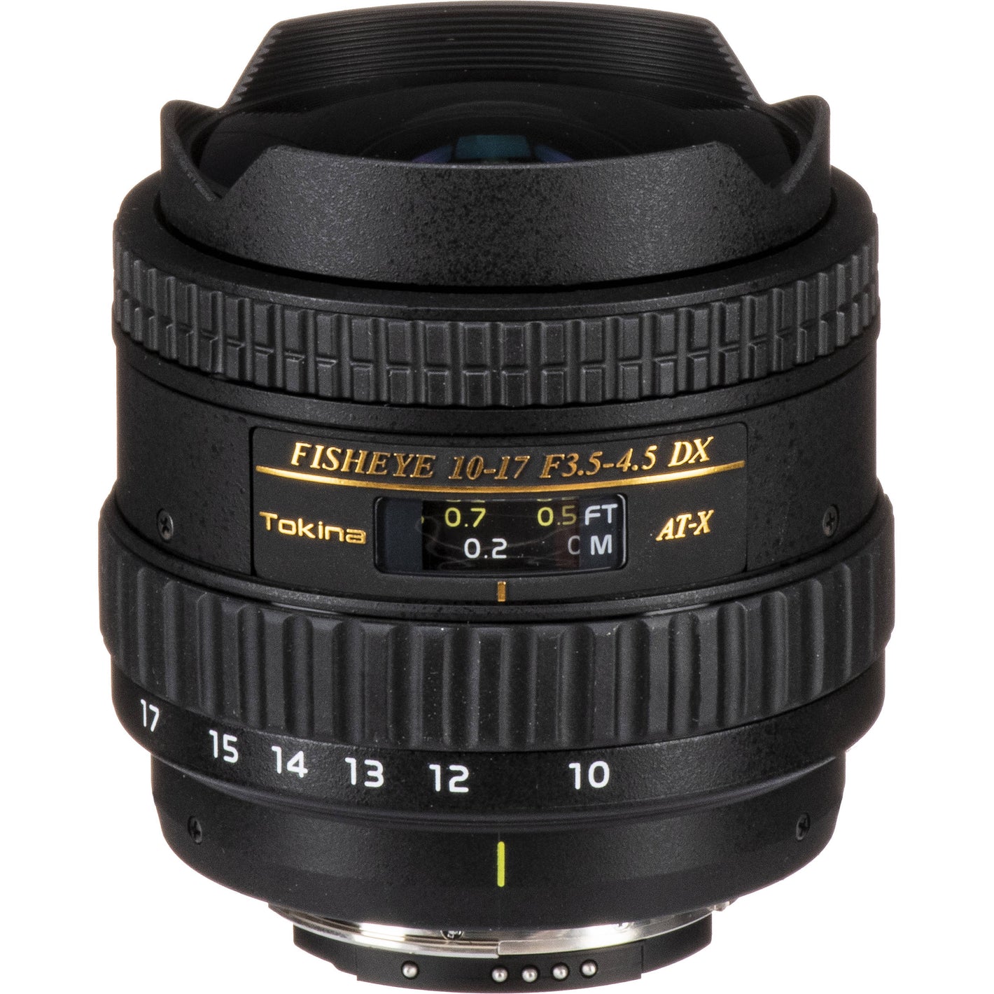 Tokina AT-X 10–17mm AF DX ultra-wide zoom lens for Nikon F, ideal for landscapes, architecture, and interiors.