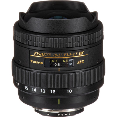 Tokina AT-X 10–17mm AF DX ultra-wide zoom lens for Nikon F, ideal for landscapes, architecture, and interiors.