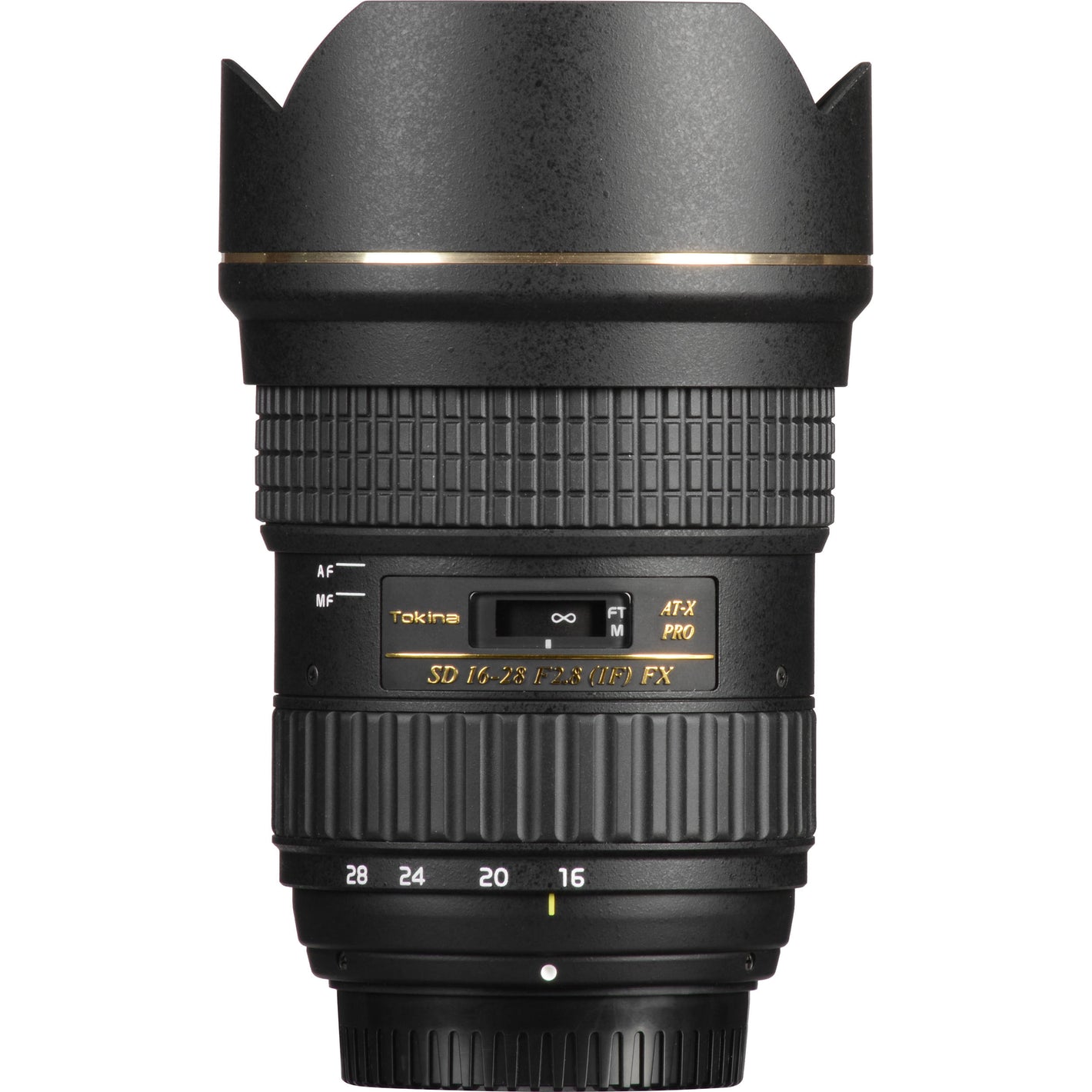 Tokina AT-X 16–28mm f/2.8 Pro FX wide-angle zoom lens for Canon EF, ideal for landscapes, architecture, and interiors.