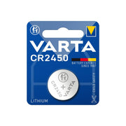 Varta CR2450 3V lithium coin battery on white background.