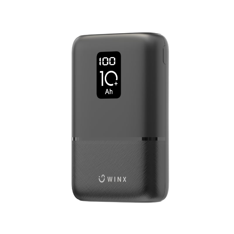 WINX Go Fast 2 10000mAh Power Bank PD20 with USB-C and dual USB-A fast-charging ports.