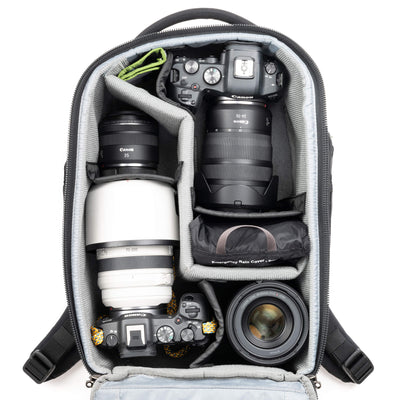 Think Tank Walker Pro 16L camera backpack – black, front-panel access, padded laptop sleeve, tripod mount, professional gear capacity
