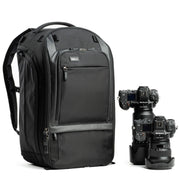 Think Tank Walker Pro backpack — rugged, roll-top camera pack in charcoal grey with side access pockets