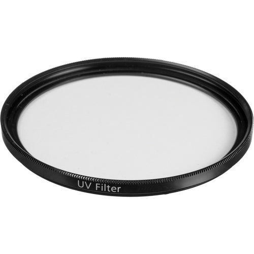 Front view of a Zeiss 77-mm UV lens filter showing the slim black metal ring with ‘ZEISS’ and ‘77 mm UV’ markings. The glass is clear and unmounted on any lens, against a neutral white/grey background.