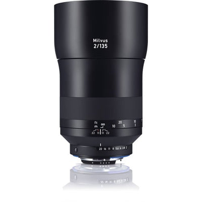 Zeiss Milvus 135mm f/2 ZF.2 for Nikon F. Medium telephoto prime lens with Sonnar optics, f/2 aperture, manual focus, and weather-sealed metal construction.