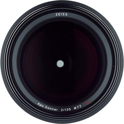 Zeiss Milvus 135mm f/2 ZF.2 for Nikon F. Medium telephoto prime lens with Sonnar optics, f/2 aperture, manual focus, and weather-sealed metal construction.