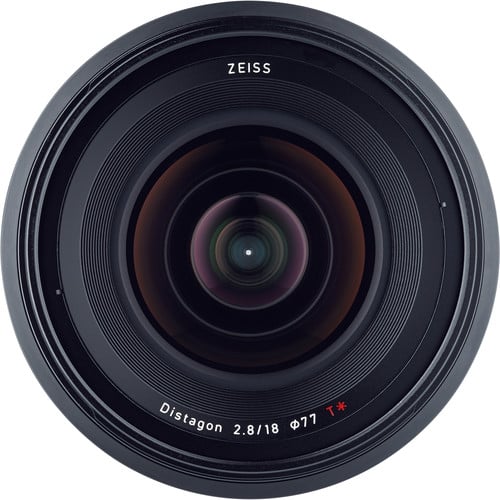 Zeiss Milvus 18mm f/2.8 ZE for Canon EF. Super wide angle prime lens with f/2.8 aperture, advanced optics, manual focus, and weather-sealed build.