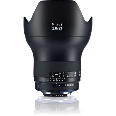 Zeiss Milvus 21mm f/2.8 ZF.2 for Nikon F. Wide angle prime lens with f/2.8 aperture, advanced optics, manual focus, and durable weather-sealed build.