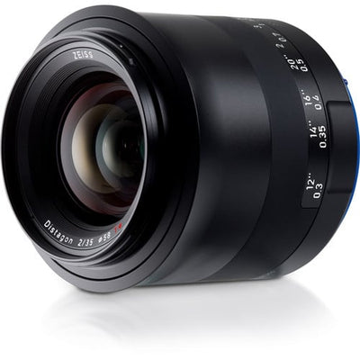 Zeiss Milvus 35mm f/2 ZE for Canon EF. Wide angle prime lens with f/2 aperture, advanced optics, manual focus, and durable weather-sealed construction.