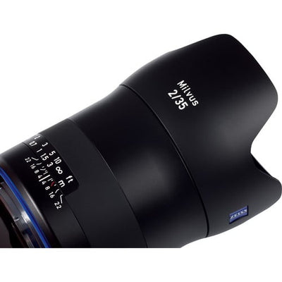 Zeiss Milvus 35mm f/2 ZE for Canon EF. Wide angle prime lens with f/2 aperture, advanced optics, manual focus, and durable weather-sealed construction.