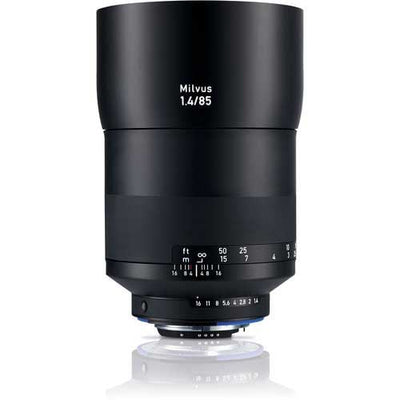 Zeiss Milvus 85mm f/1.4 ZF.2 for Nikon F. Premium portrait lens with smooth bokeh, sharp optics, f/1.4 aperture, manual focus, and weather-sealed build.