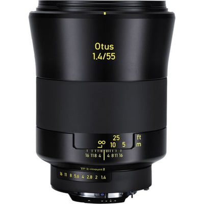 Zeiss Otus 55mm f/1.4 ZF.2 for Nikon F. Premium standard prime lens with f/1.4 aperture, Distagon optics, manual focus, and weather-sealed build.