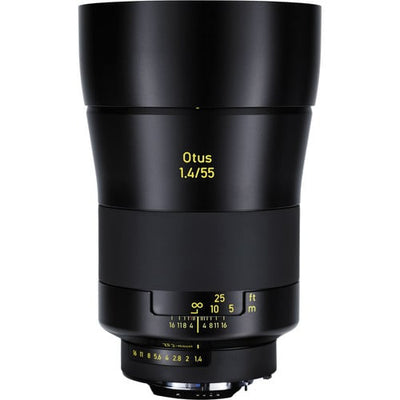 Zeiss Otus 55mm f/1.4 ZF.2 for Nikon F. Premium standard prime lens with f/1.4 aperture, Distagon optics, manual focus, and weather-sealed build.