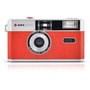 AgfaPhoto 35mm Reusable Film Camera (Red) – stylish point-and-shoot film camera with built-in flash, fixed-focus lens, and lightweight design for fun everyday shooting.