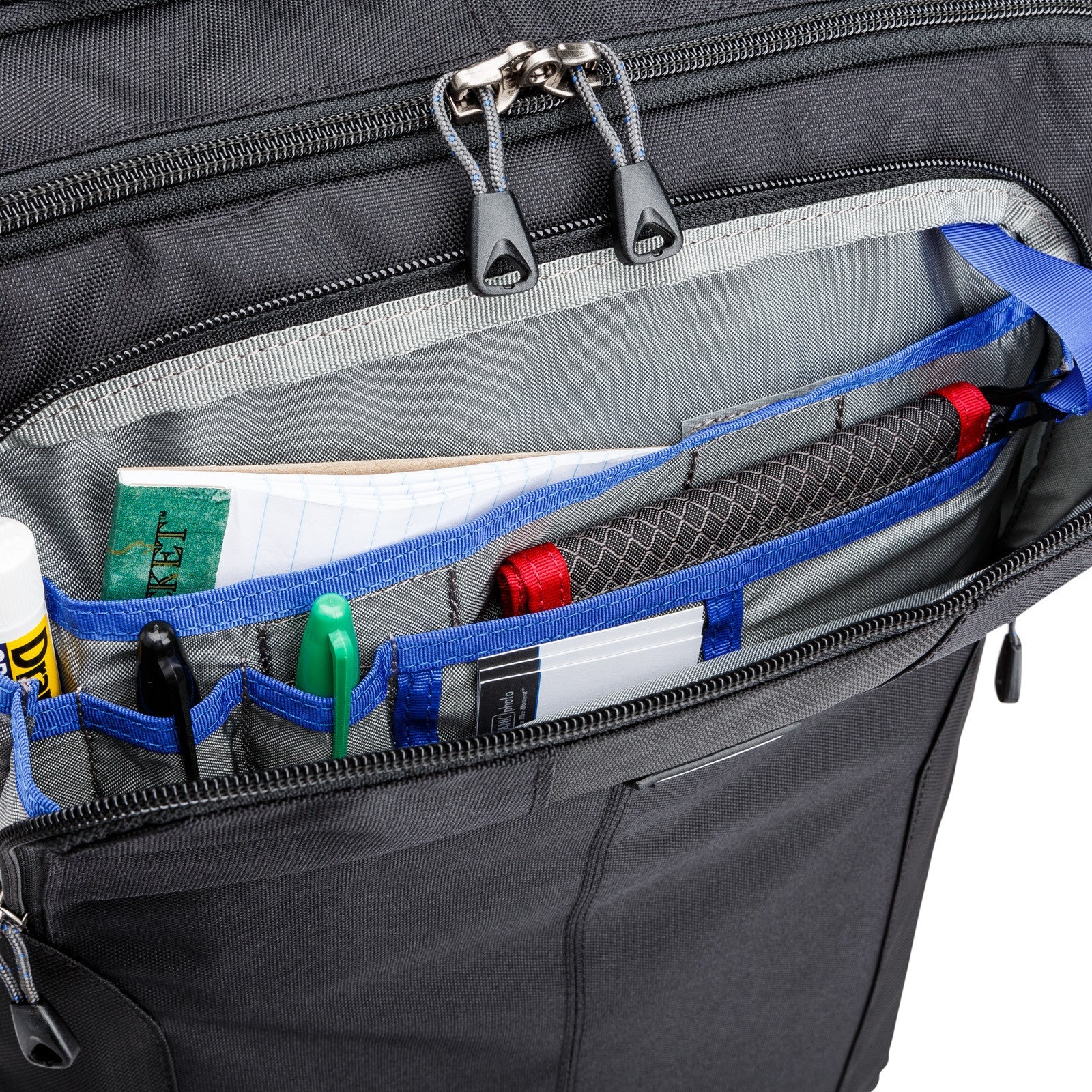 Think Tank Airport Accelerator camera backpack — black, large roll-top pack with padded dividers and side tripod mounts