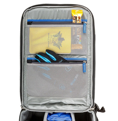 Think Tank Airport Commuter camera backpack — black carry-on bag with padded camera compartment, laptop sleeve, and side tripod straps.