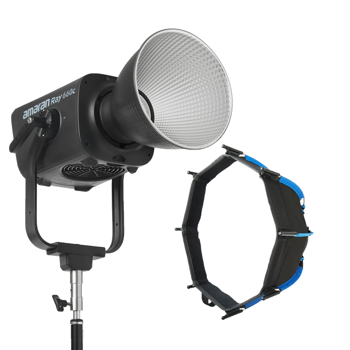 amaran Ray 660c RGB LED Monolight with Octa Dome 30 softbox attachment
