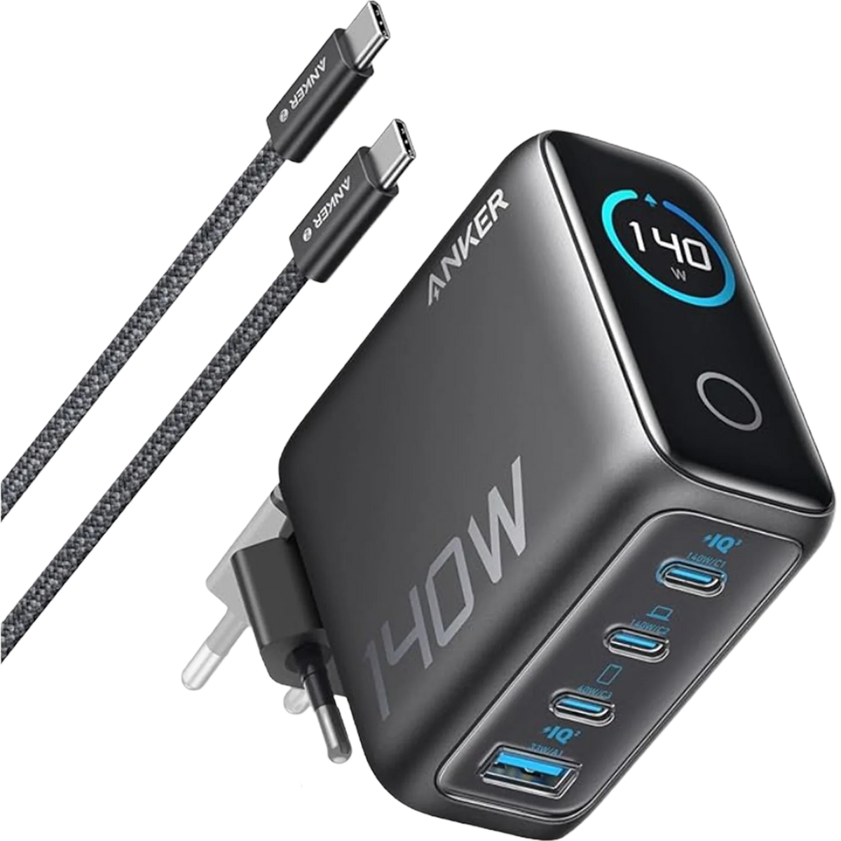 Anker 140W GaN wall charger for laptops, phones and multiple devices
