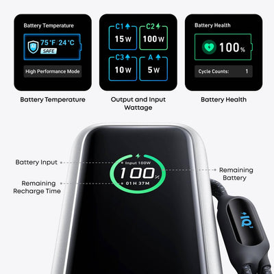 Anker A1695 165W USB-C Power Bank with dual built-in USB-C cables
