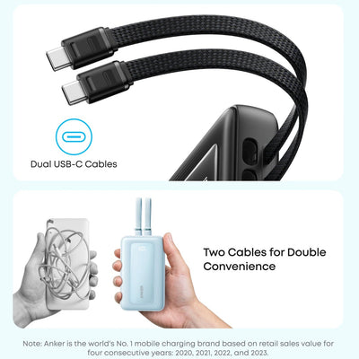 Anker Zolo 20000mAh Power Bank with built-in USB-C cables

